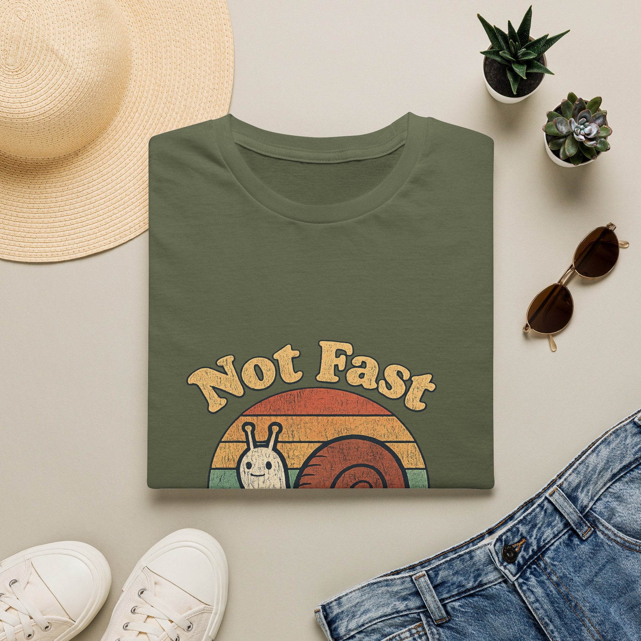 Not Fast Not Furious Snail T-Shirt — Retro Vintage Humor Tee