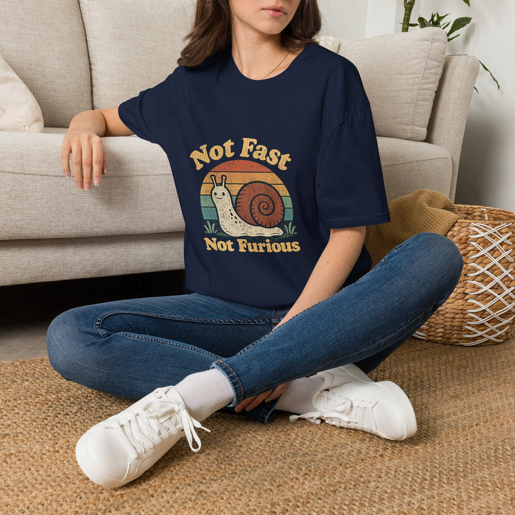 Not Fast Not Furious Snail T-Shirt — Retro Vintage Humor Tee