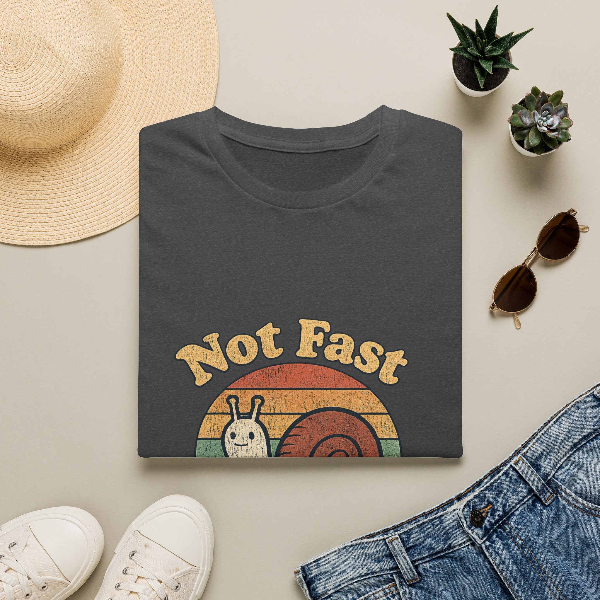 Not Fast Not Furious Snail T-Shirt — Retro Vintage Humor Tee