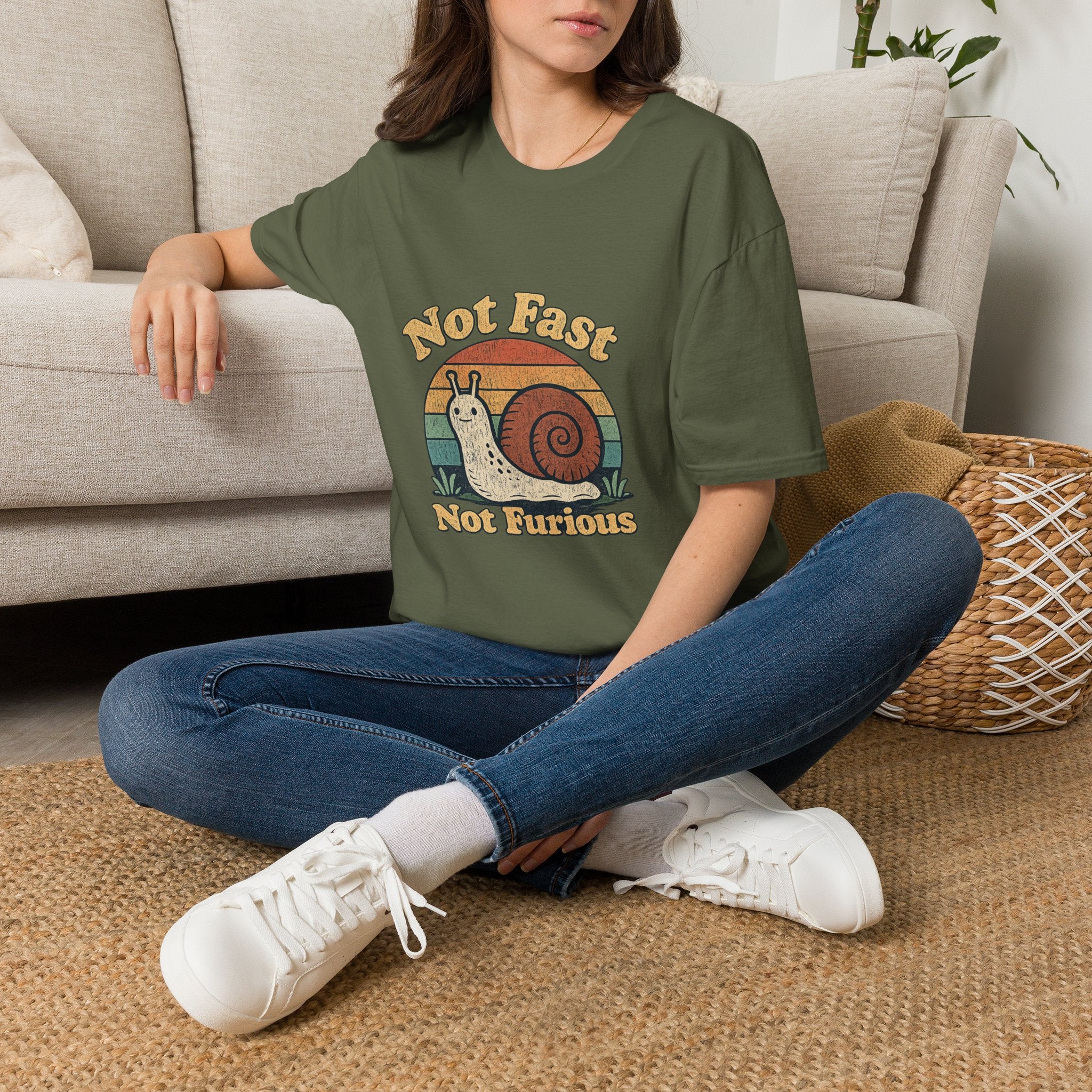 Not Fast Not Furious Snail T-Shirt — Retro Vintage Humor Tee