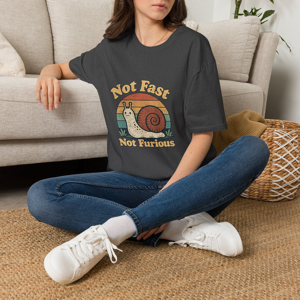 Not Fast Not Furious Snail T-Shirt — Retro Vintage Humor Tee