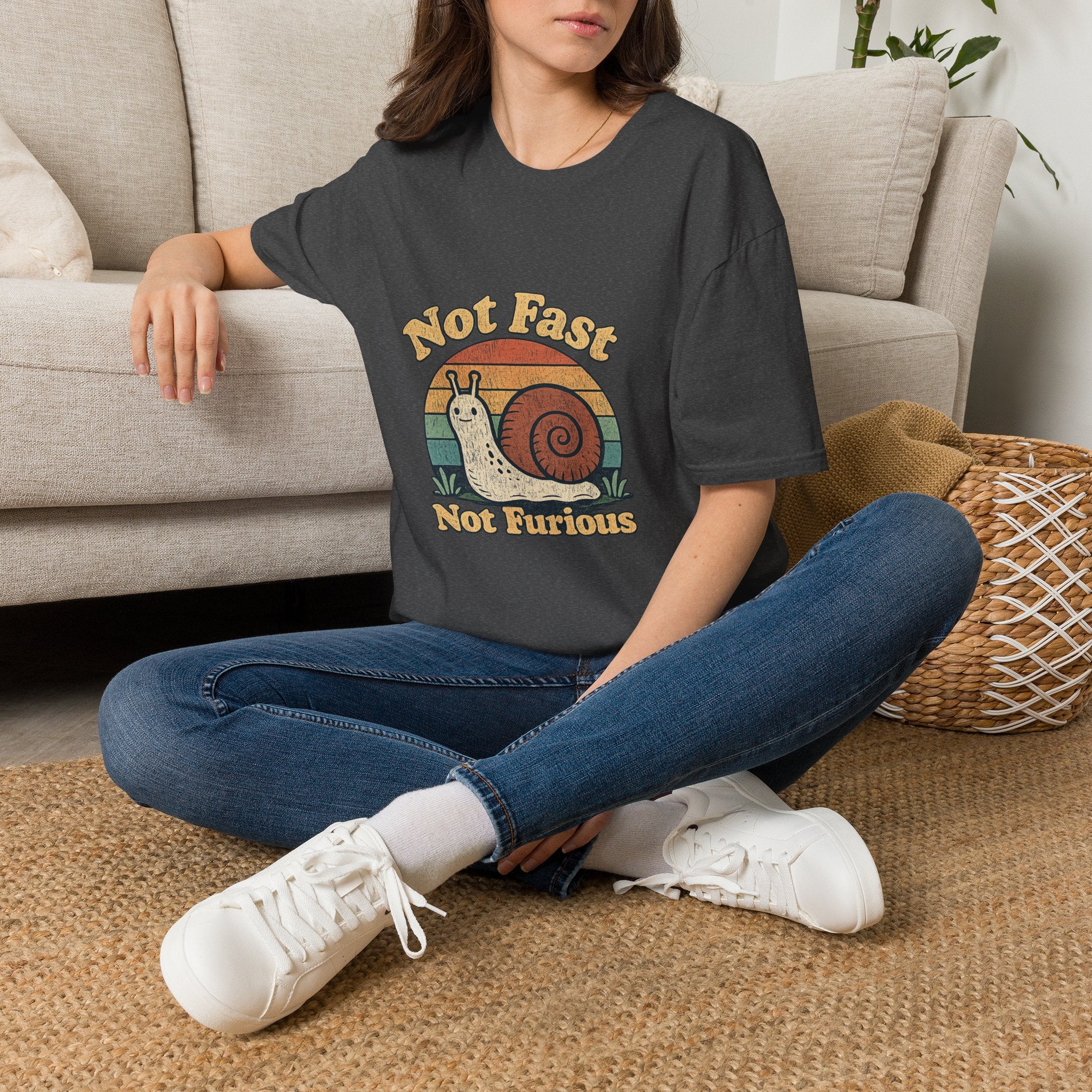 Not Fast Not Furious Snail T-Shirt — Retro Vintage Humor Tee