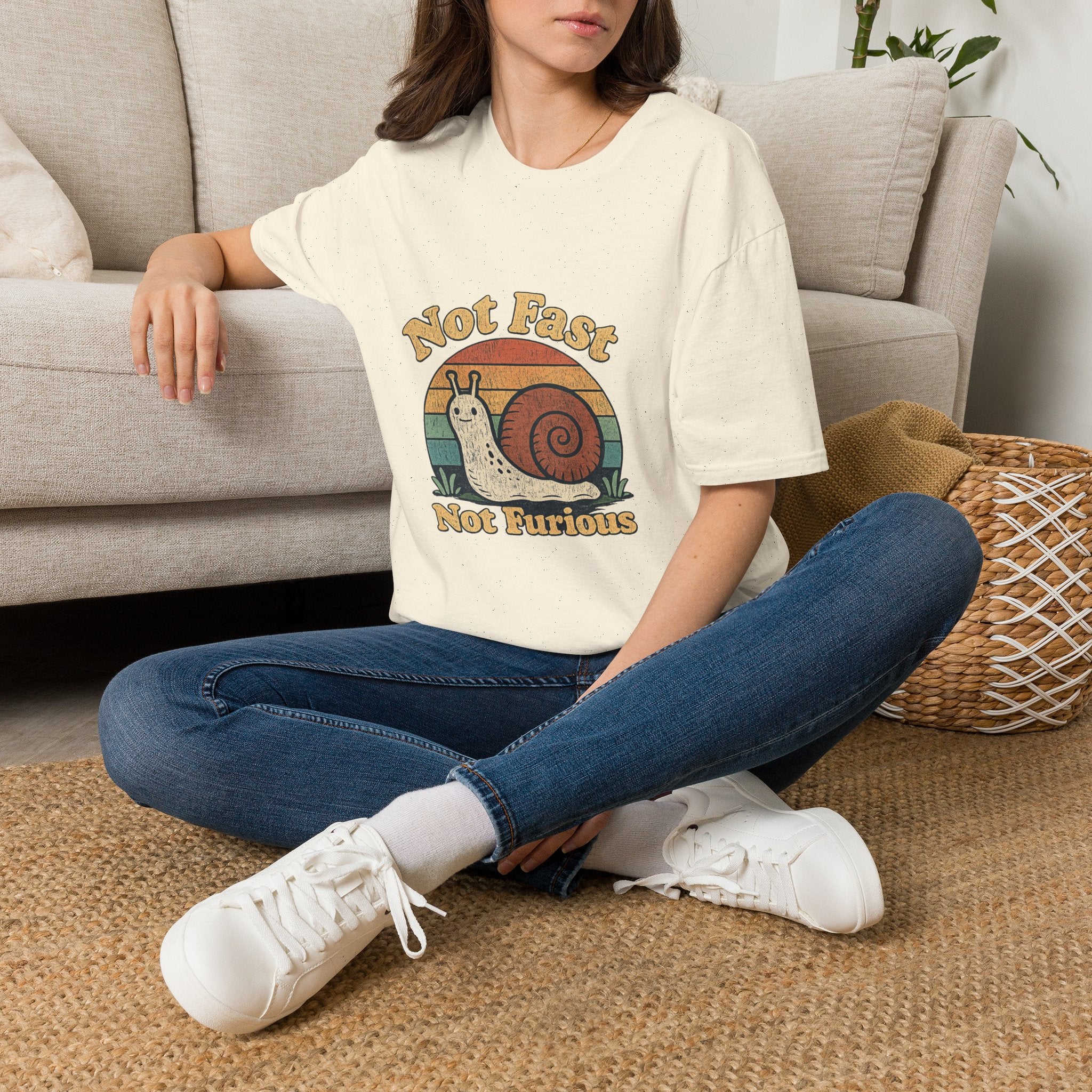 Not Fast Not Furious Snail T-Shirt — Retro Vintage Humor Tee