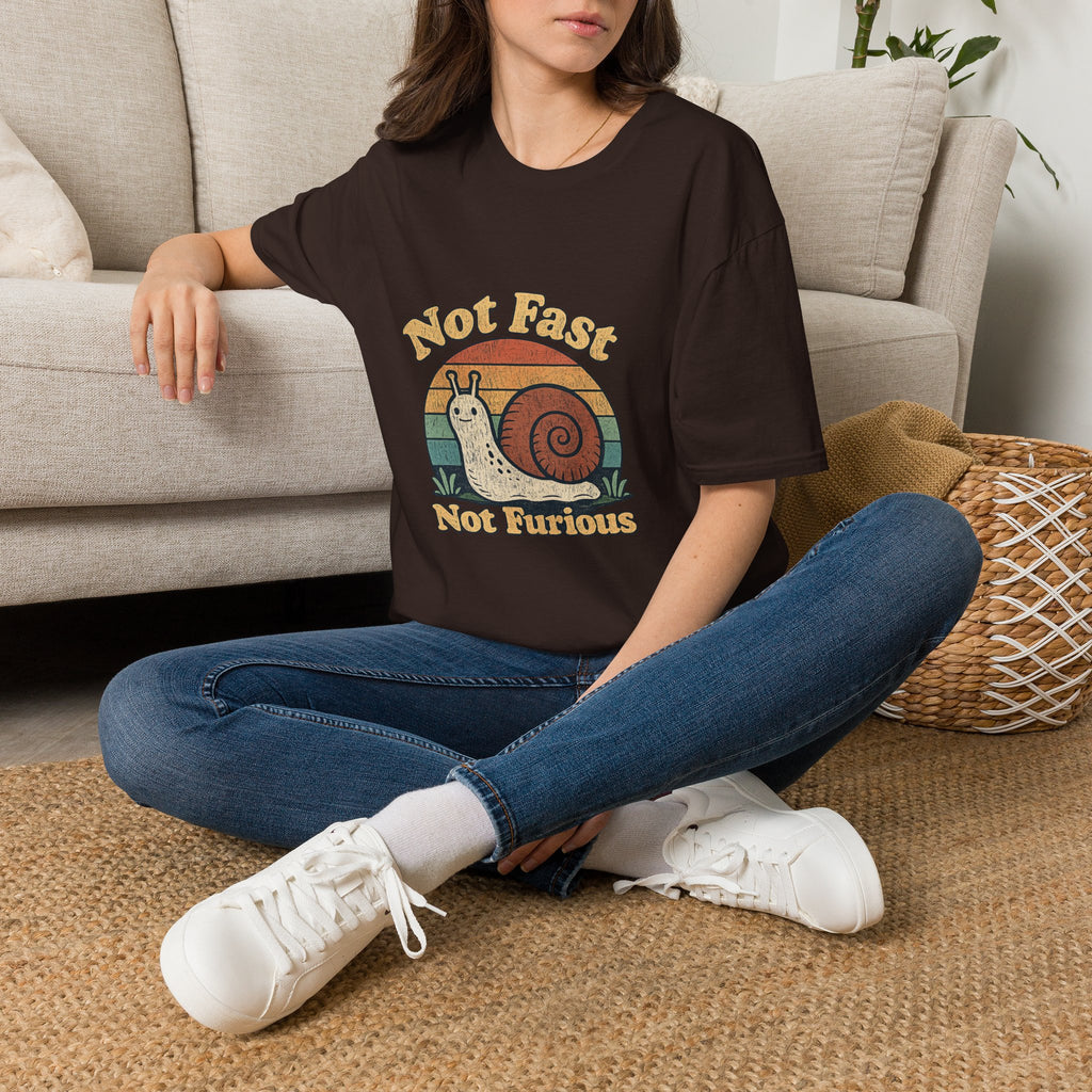 Not Fast Not Furious Snail T-Shirt — Retro Vintage Humor Tee