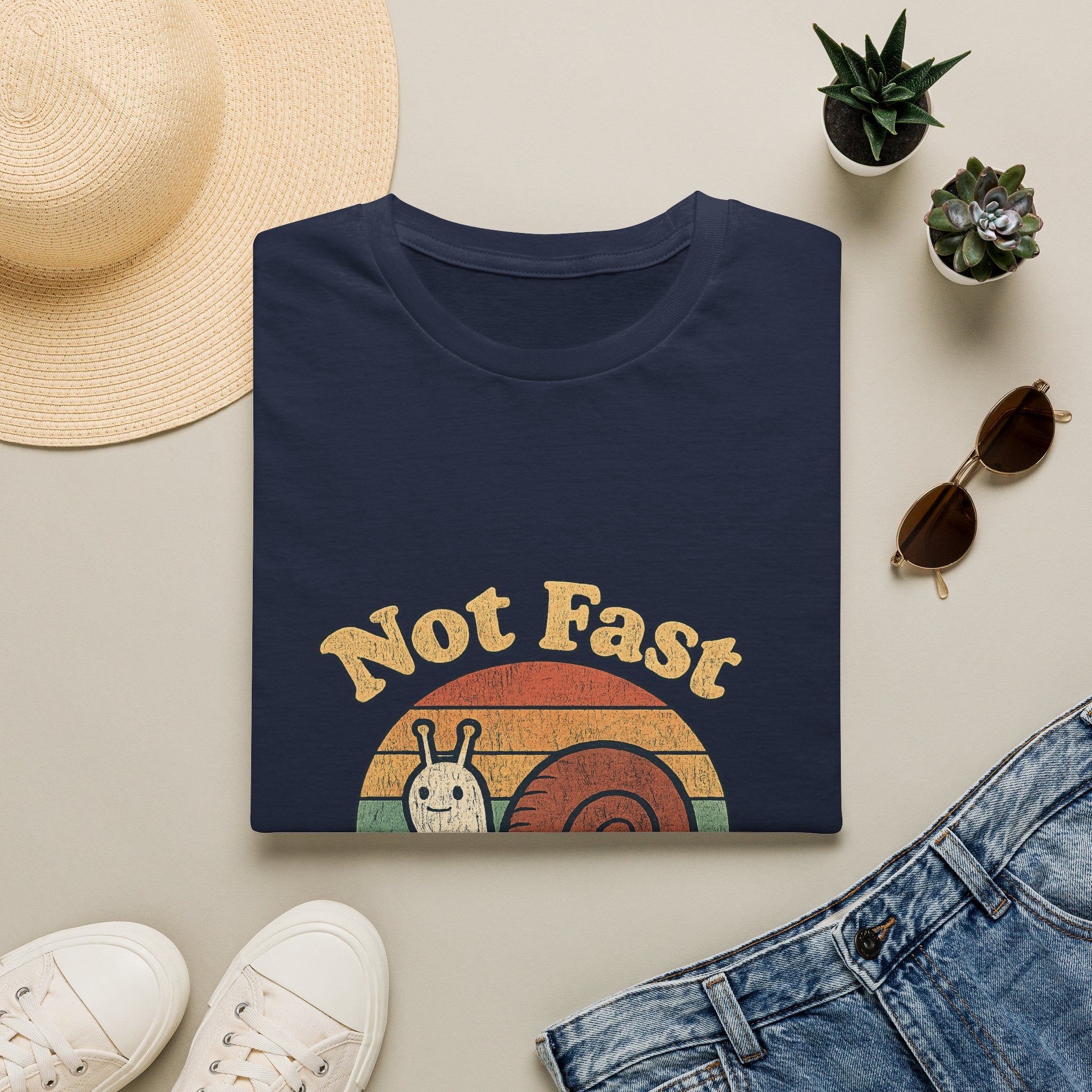 Not Fast Not Furious Snail T-Shirt — Retro Vintage Humor Tee