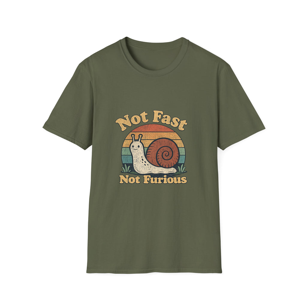Not Fast Not Furious Snail T-Shirt — Retro Vintage Humor Tee